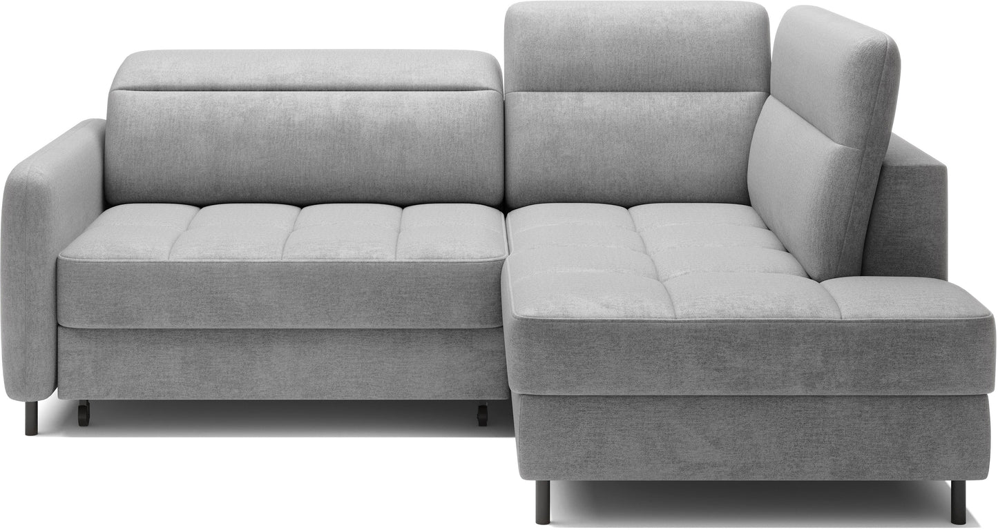 Barea 3 Seater Storage Sleeper Chaise Sofa - Light Grey