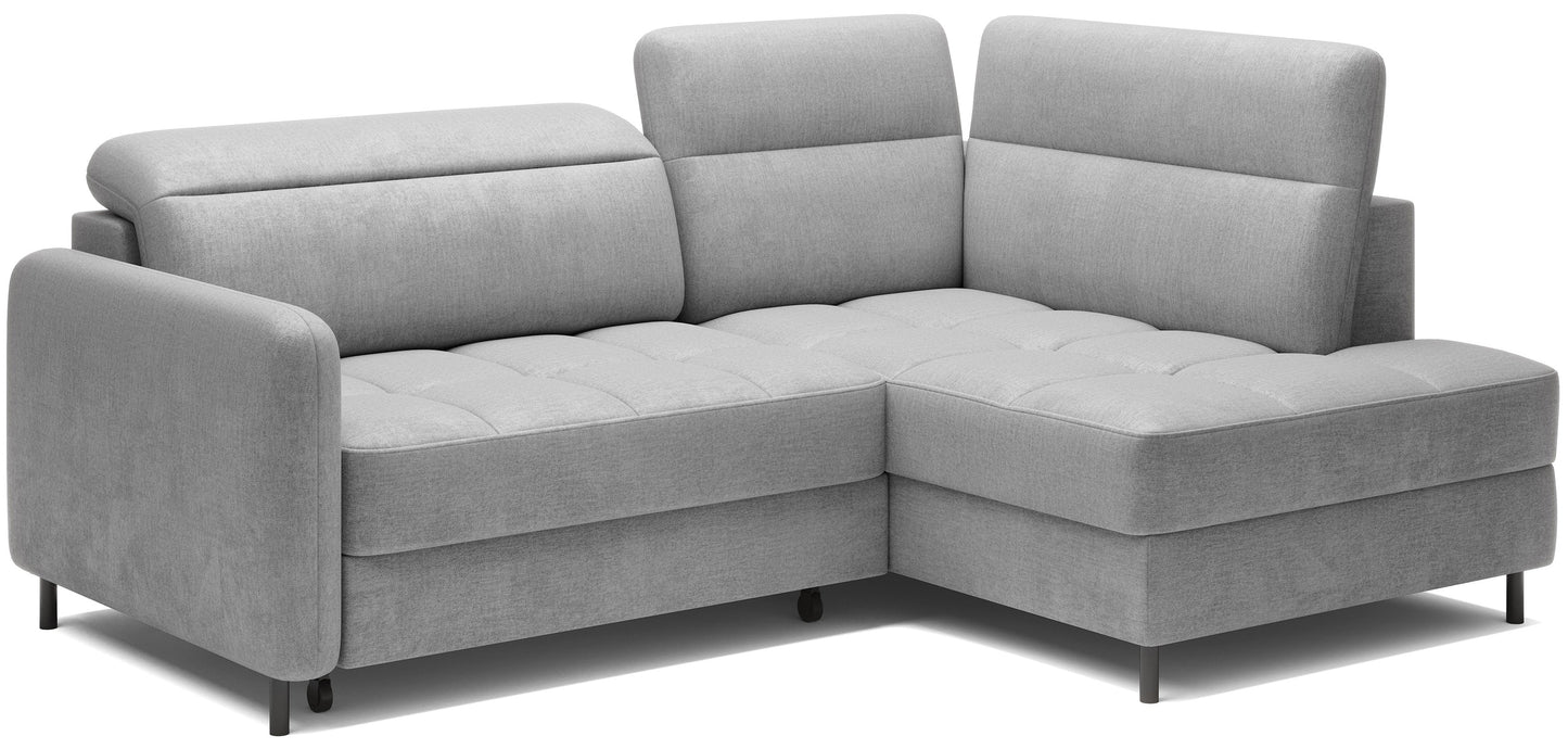 Barea 3 Seater Storage Sleeper Chaise Sofa - Light Grey
