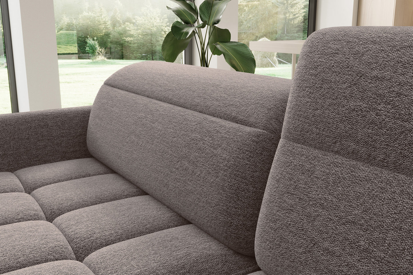 Barea 3 Seater Storage Sleeper Chaise Sofa - Fudge Brown