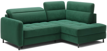 Barea 3 Seater Storage Sleeper Chaise Sofa - Emerald Green