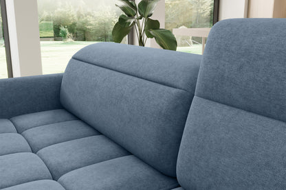 Barea 3 Seater Storage Sleeper Chaise Sofa - Soft Blue