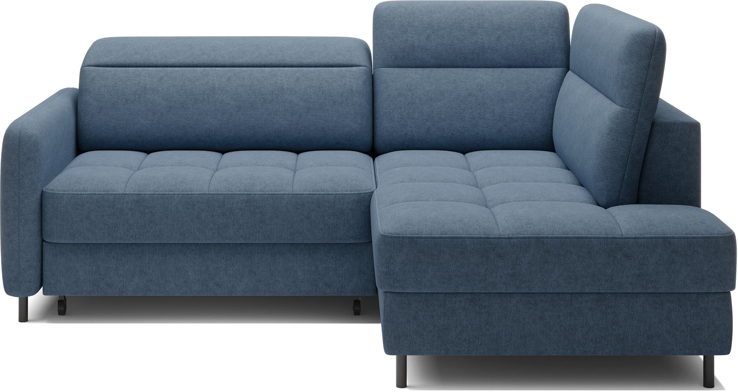 Barea 3 Seater Storage Sleeper Chaise Sofa - Soft Blue