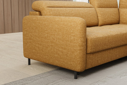 Barea 3 Seater Storage Sleeper Chaise Sofa - Mustard
