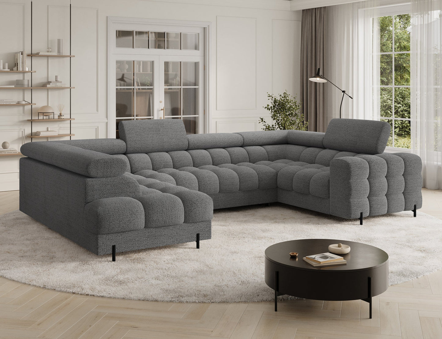 Fectory Sectional Storage Sleeper Chaise Sofa - Grey