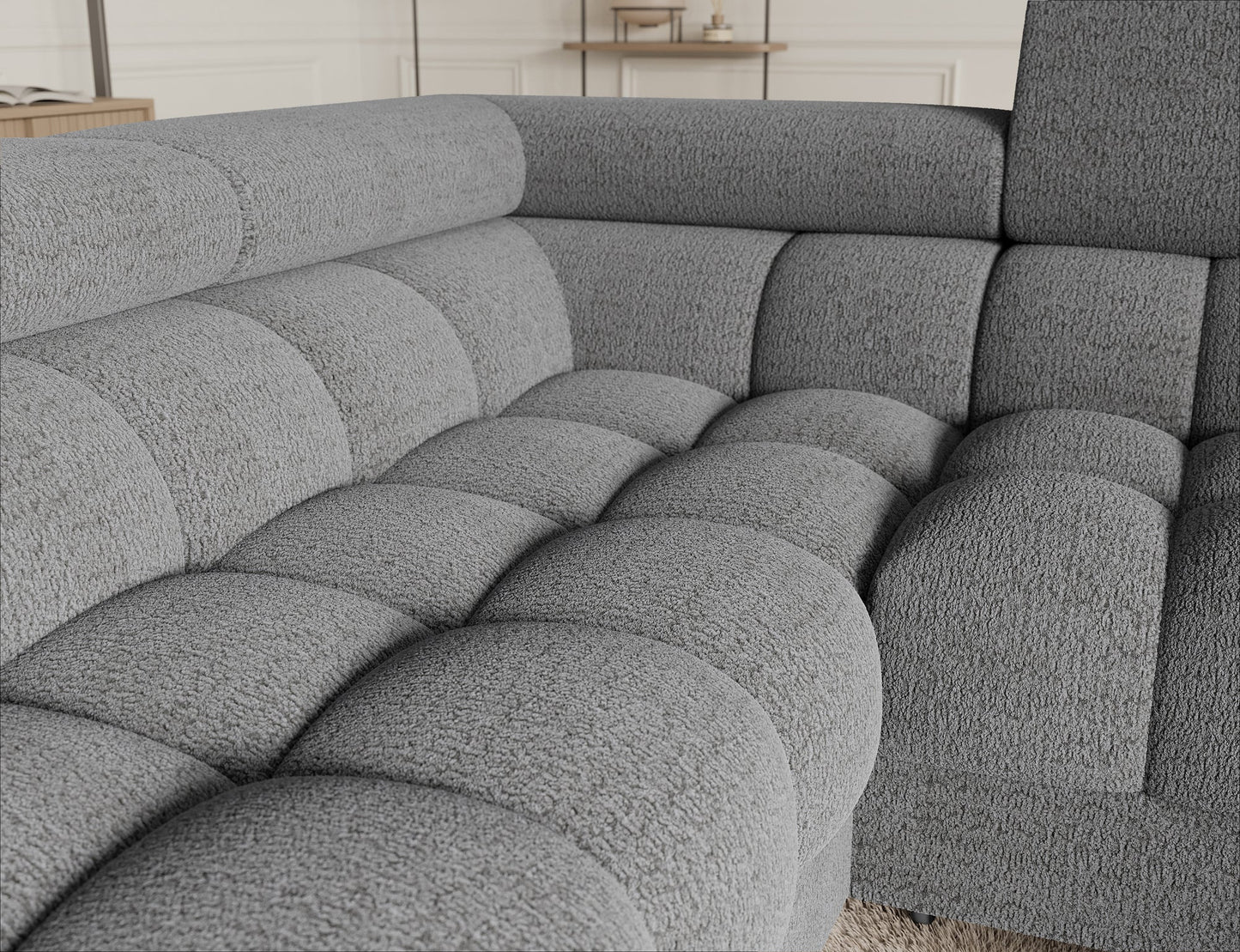 Fectory Sectional Storage Sleeper Chaise Sofa - Grey