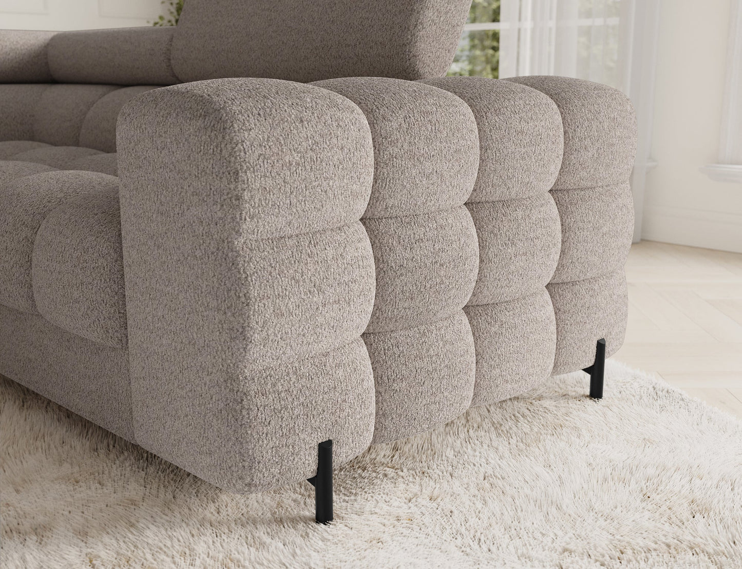 Fectory Sectional Storage Sleeper Chaise Sofa - Beige
