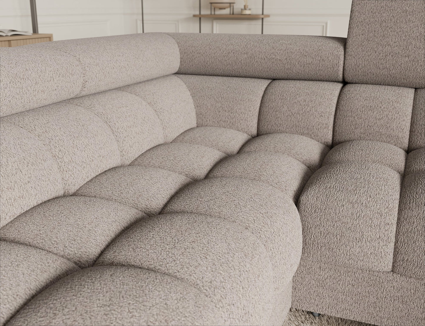 Fectory Sectional Storage Sleeper Chaise Sofa - Beige