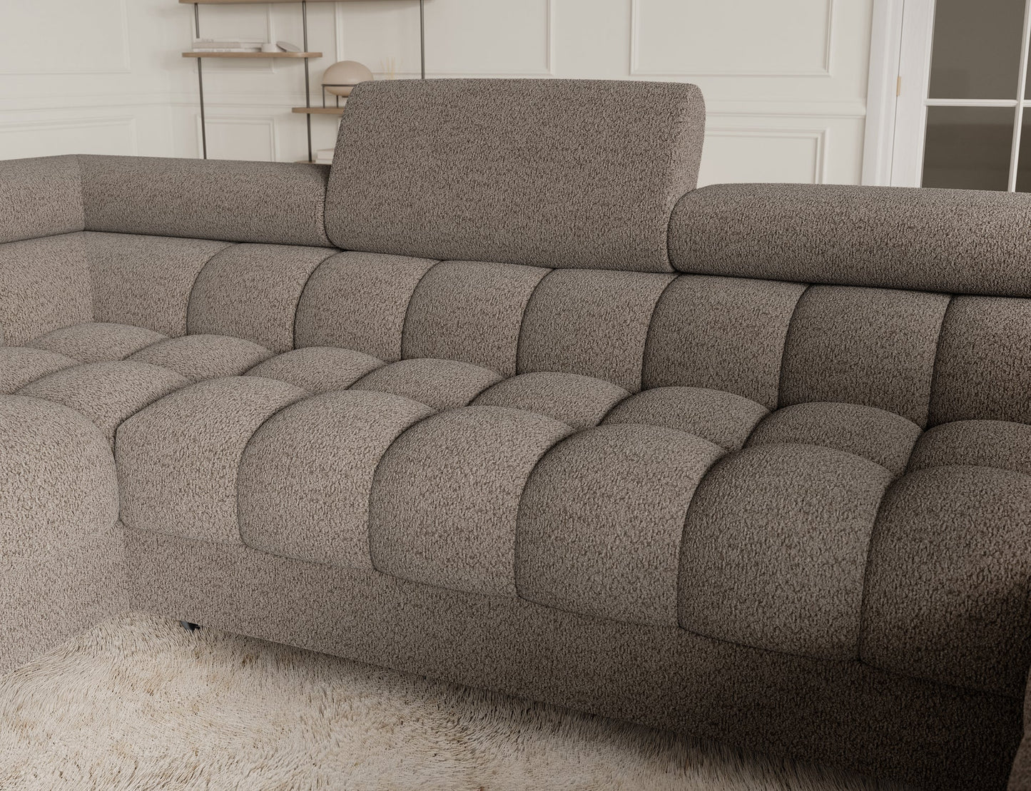 Fectory Sectional Storage Sleeper Chaise Sofa - Taupe
