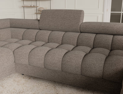 Fectory Sectional Storage Sleeper Chaise Sofa - Taupe