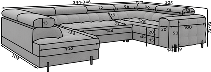 Fectory Sectional Storage Sleeper Chaise Sofa - Grey
