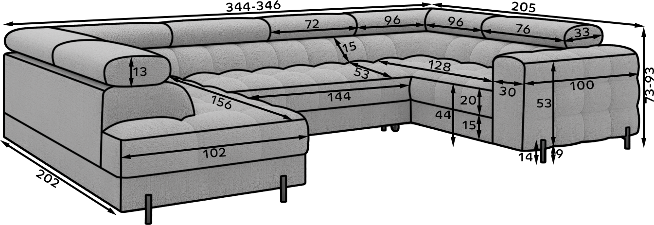 Fectory Sectional Storage Sleeper Chaise Sofa - Taupe