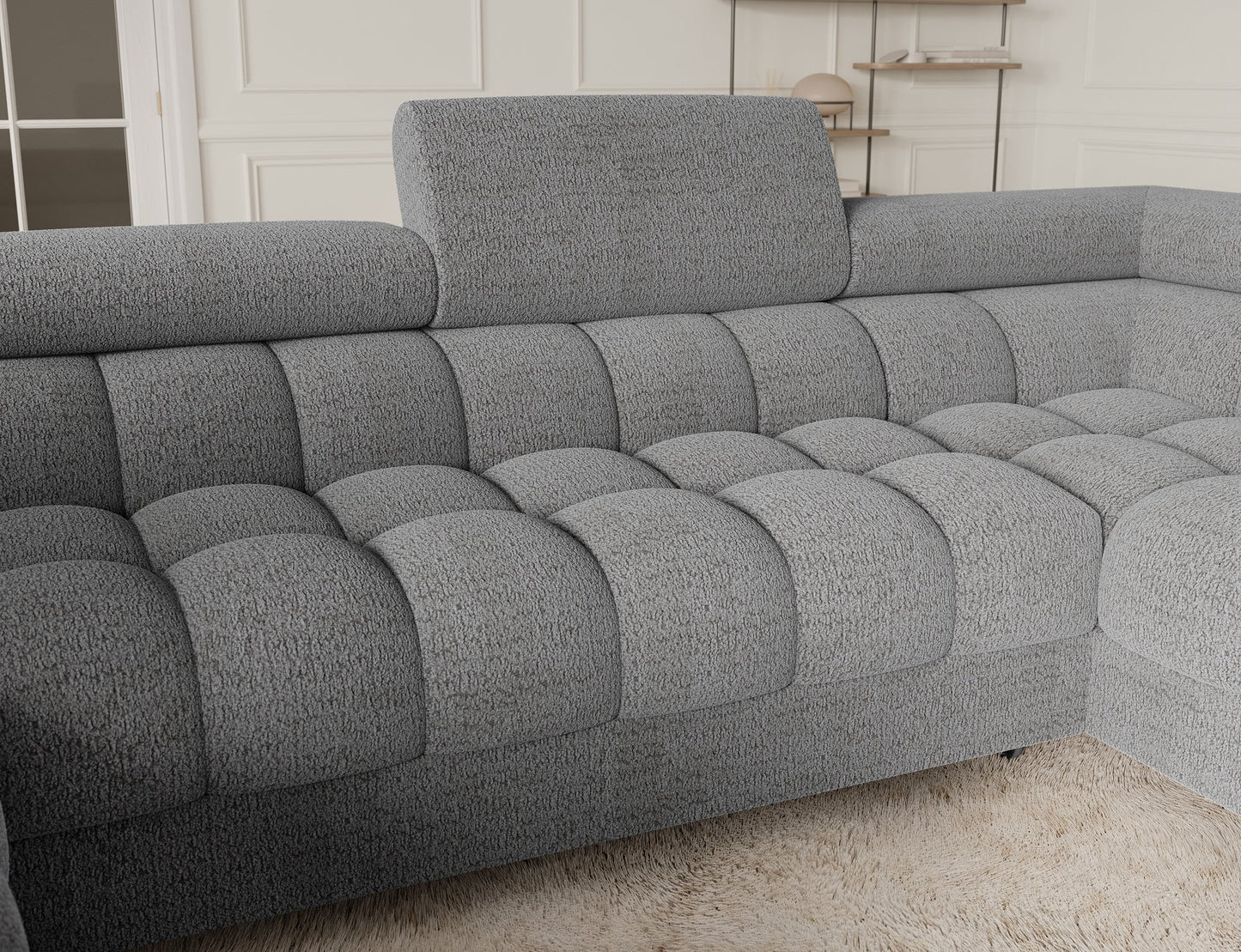 Fectory Sectional Storage Sleeper Chaise Sofa - Grey