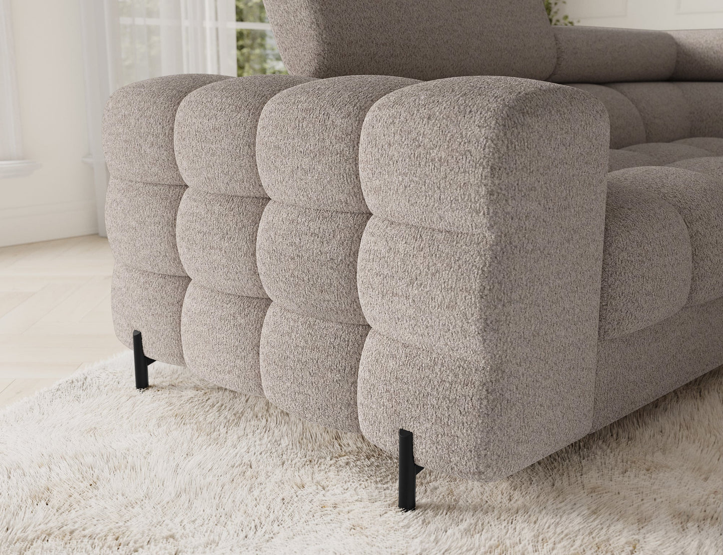 Fectory Sectional Storage Sleeper Chaise Sofa - Beige