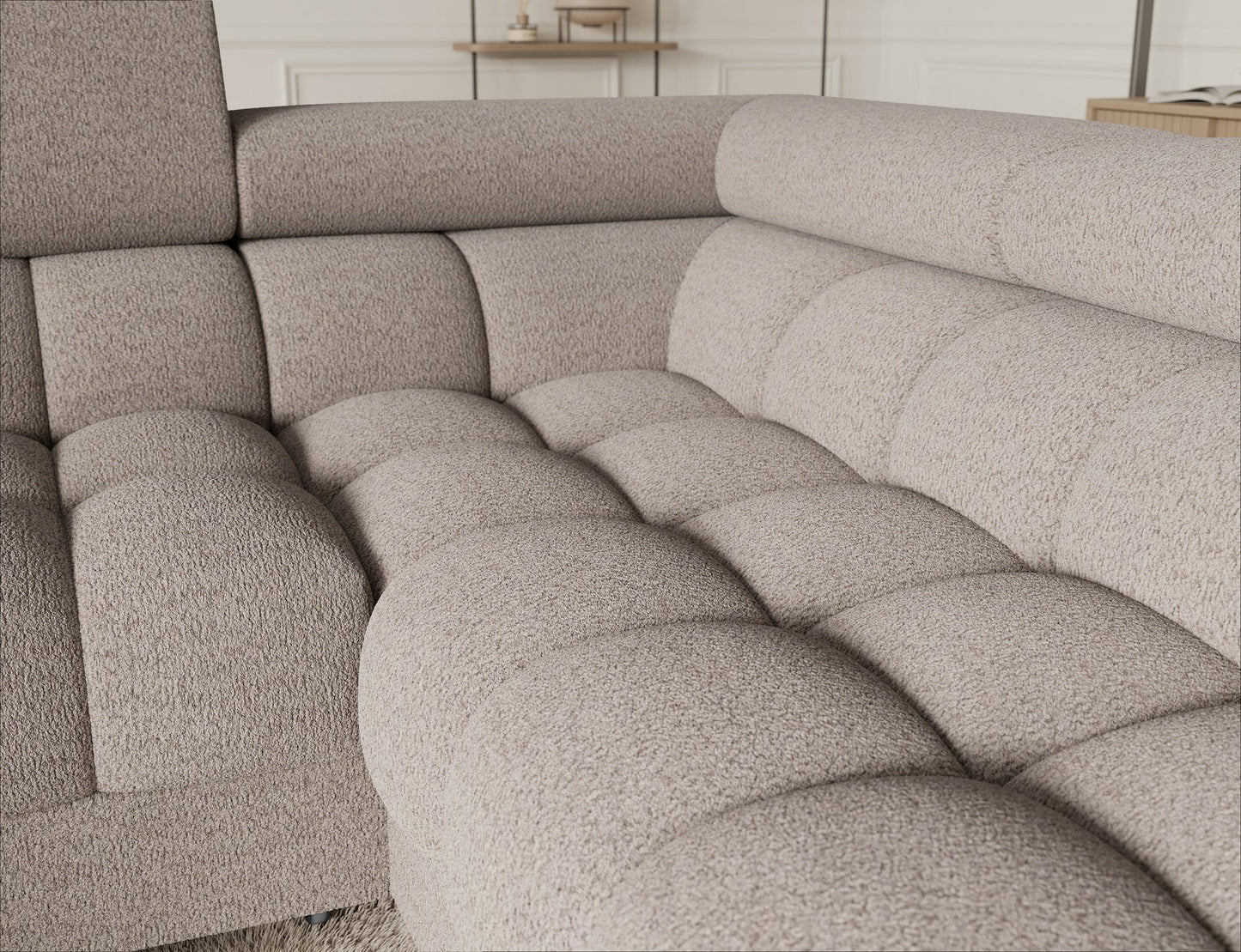 Fectory Sectional Storage Sleeper Chaise Sofa - Beige