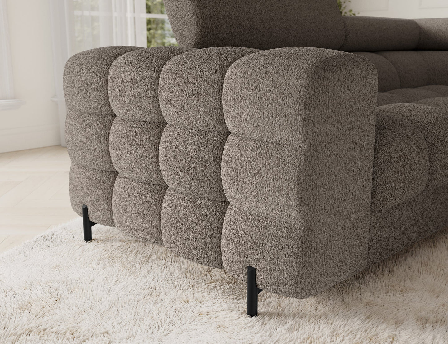 Fectory Sectional Storage Sleeper Chaise Sofa - Taupe