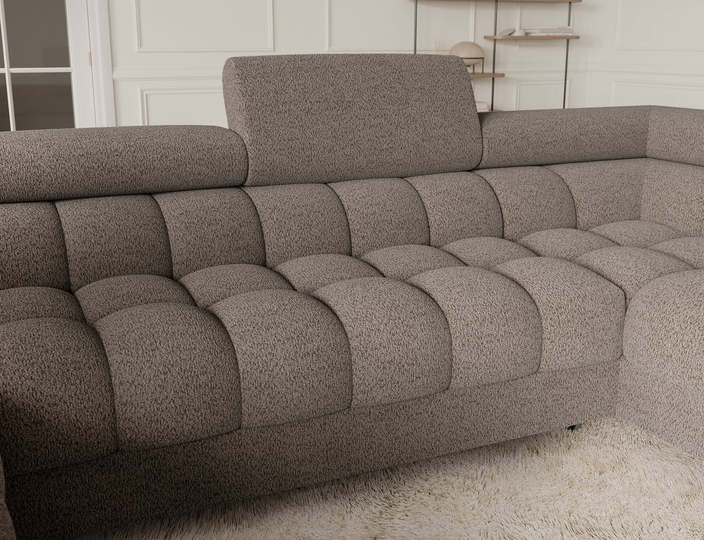 Fectory Sectional Storage Sleeper Chaise Sofa - Taupe
