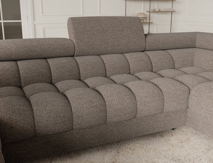 Fectory Sectional Storage Sleeper Chaise Sofa - Taupe