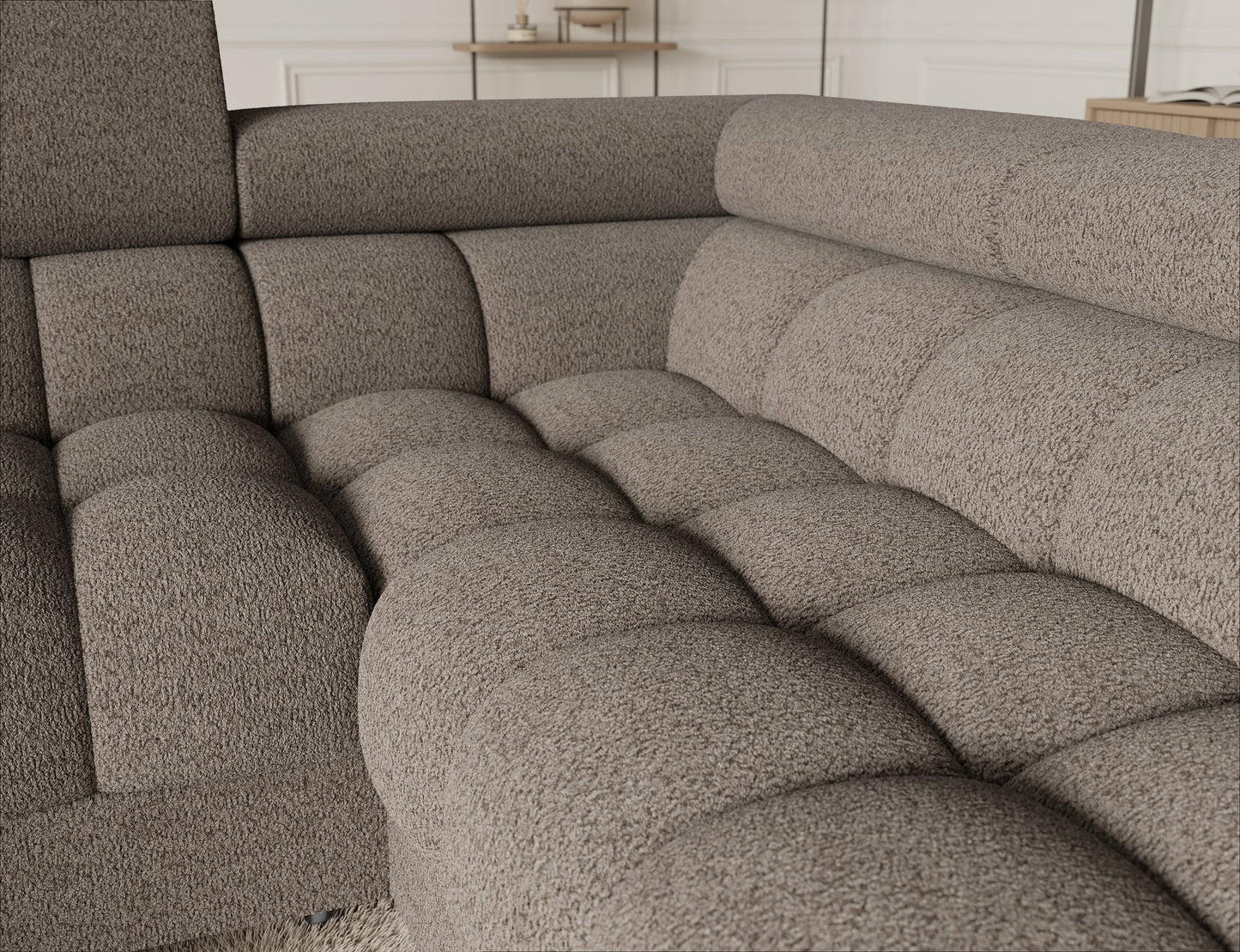 Fectory Sectional Storage Sleeper Chaise Sofa - Taupe