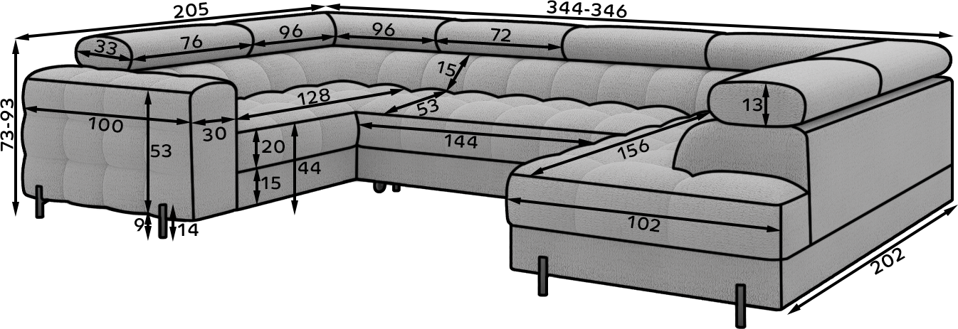 Fectory Sectional Storage Sleeper Chaise Sofa - Grey