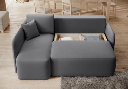 Hadson 3 Seater Storage Sleeper Chaise Sofa - Grey