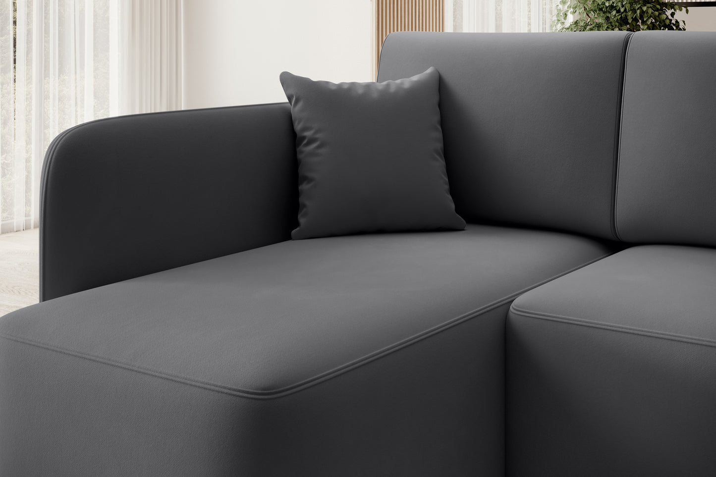 Hadson 3 Seater Storage Sleeper Chaise Sofa - Grey