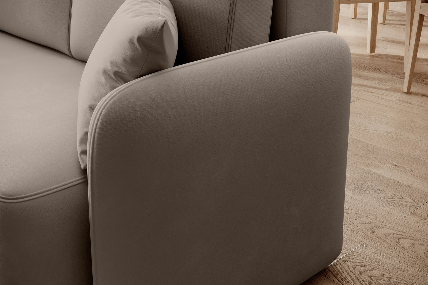 Hadson 3 Seater Storage Sleeper Chaise Sofa - Beige