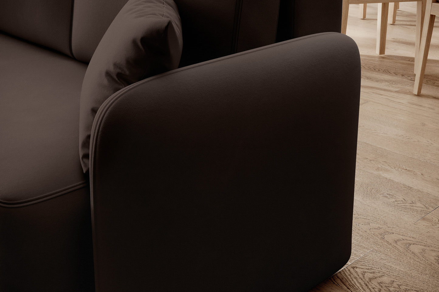 Hadson 3 Seater Storage Sleeper Chaise Sofa - Dark Brown