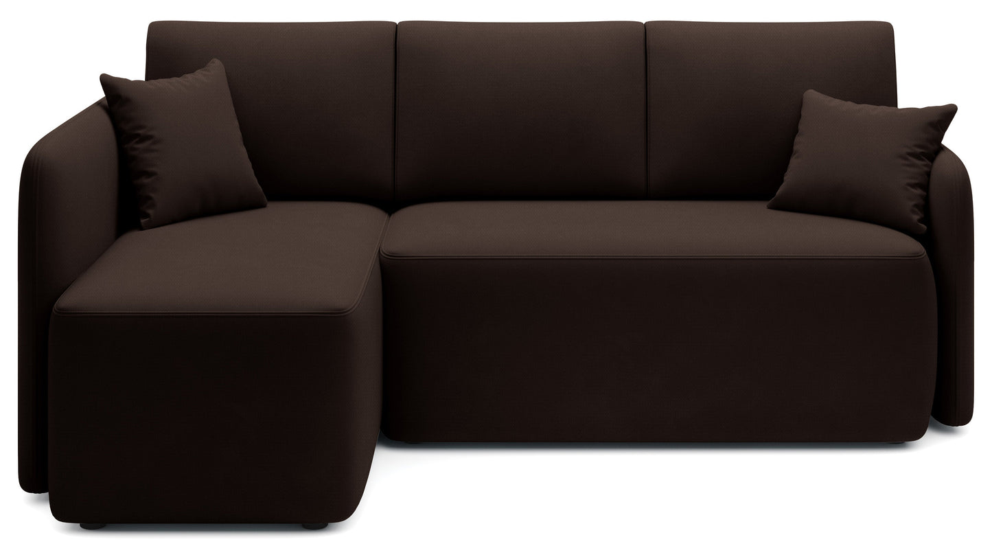 Hadson 3 Seater Storage Sleeper Chaise Sofa - Dark Brown