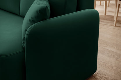 Hadson 3 Seater Storage Sleeper Chaise Sofa - Emerald Green