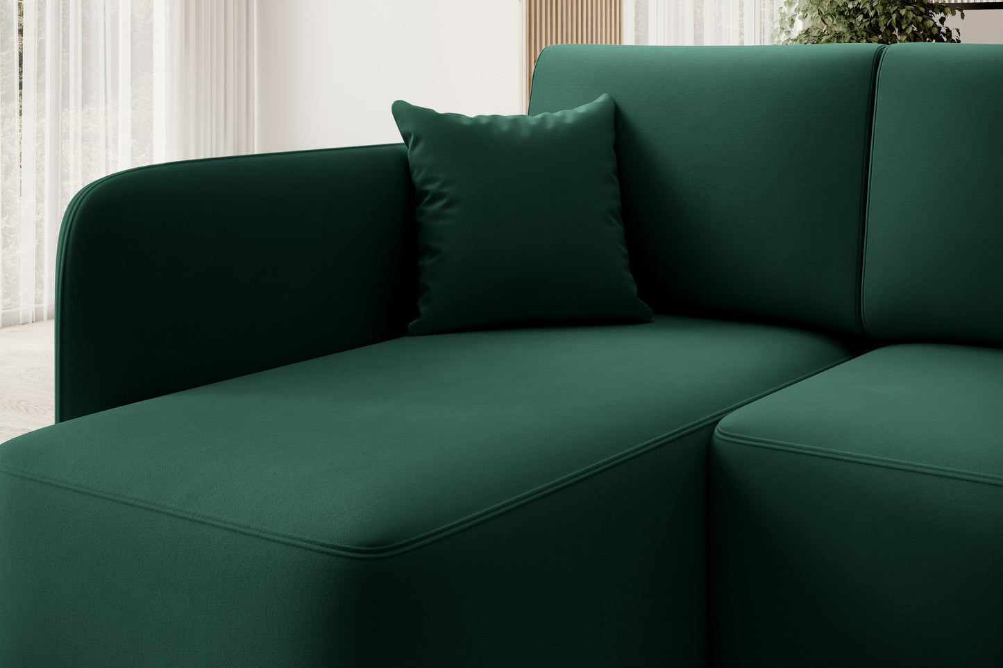 Hadson 3 Seater Storage Sleeper Chaise Sofa - Emerald Green