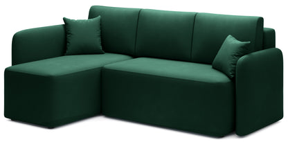 Hadson 3 Seater Storage Sleeper Chaise Sofa - Emerald Green