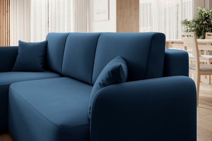 Hadson 3 Seater Storage Sleeper Chaise Sofa - Blue