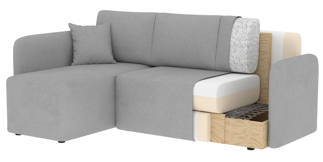 Hadson 3 Seater Storage Sleeper Chaise Sofa - Beige