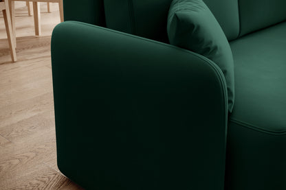 Hadson 3 Seater Storage Sleeper Chaise Sofa - Emerald Green