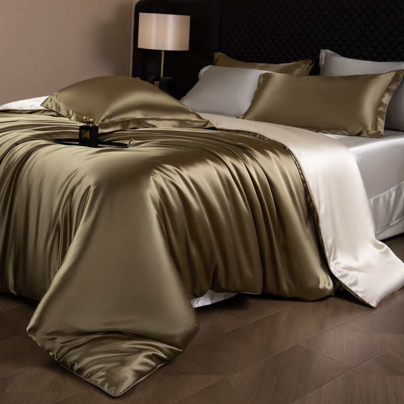 Lustre Luxe Elegant Duvet Set - Champagne Gold/Beige