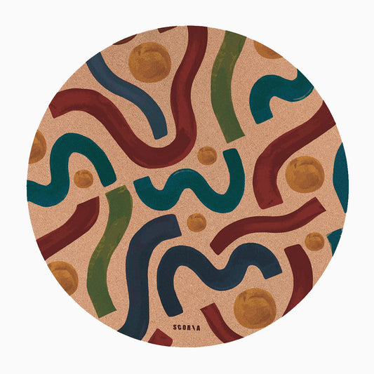 Brush Strokes Round Cork Yoga & Baby Mat | Multi-use | 47" dia