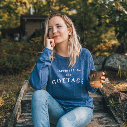 Women's Cottage Crew Sweatshirt, Heather Navy