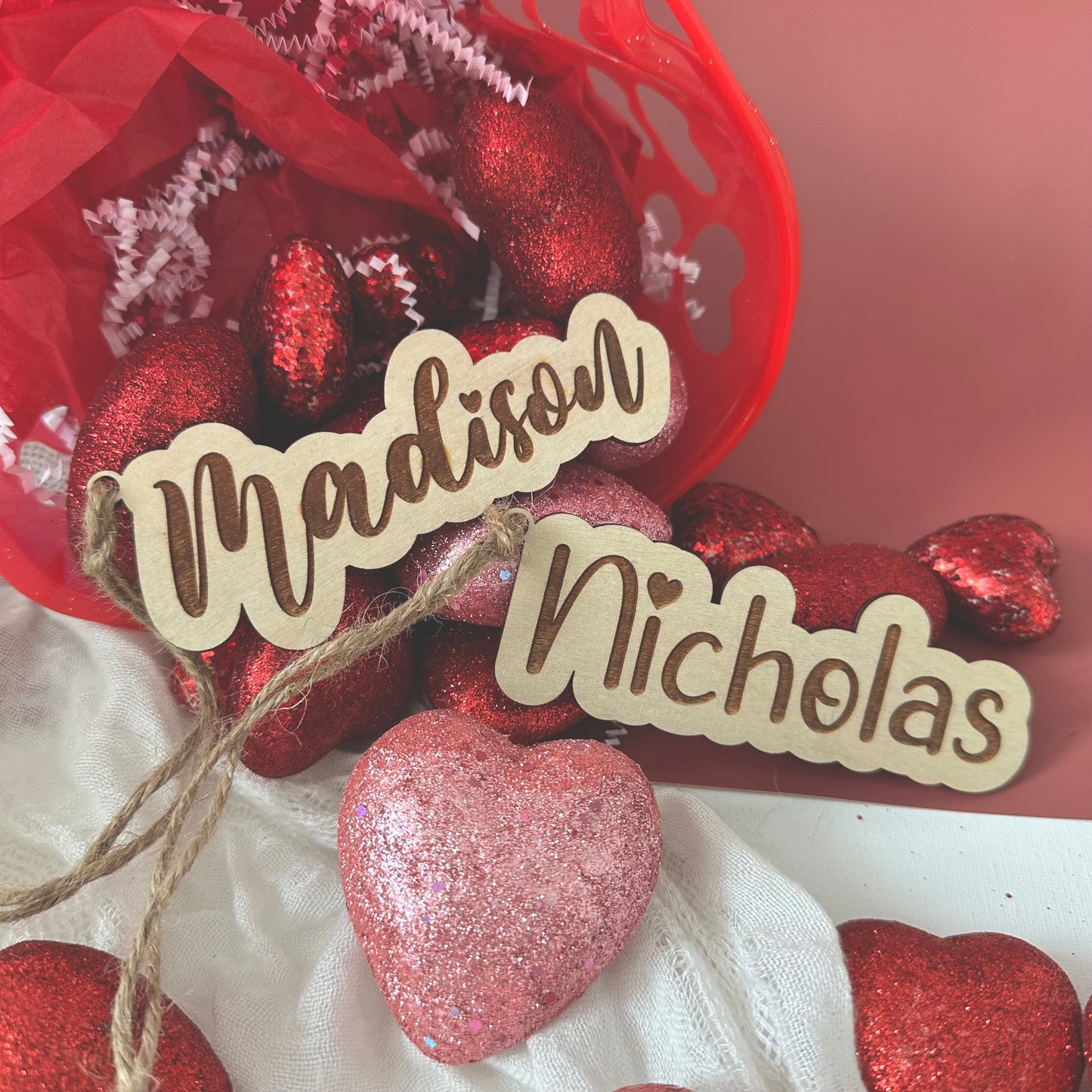 Valentines Engraved Bubble Name Tag