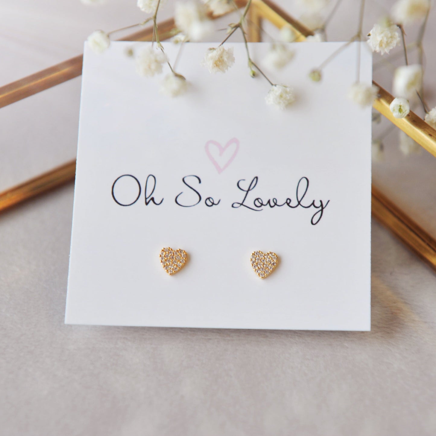 Belle diamond heart studs