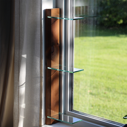 Renter-Friendly Window Shelf | Woodland Brown with Tempered Glass