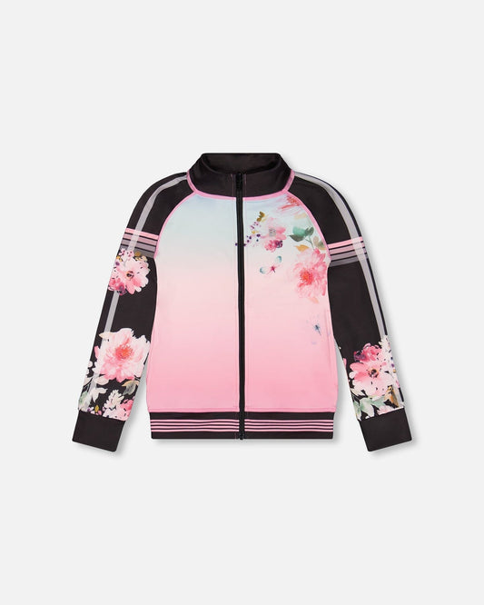 Athletic Vest Gradient Pink Printed Big Flowers