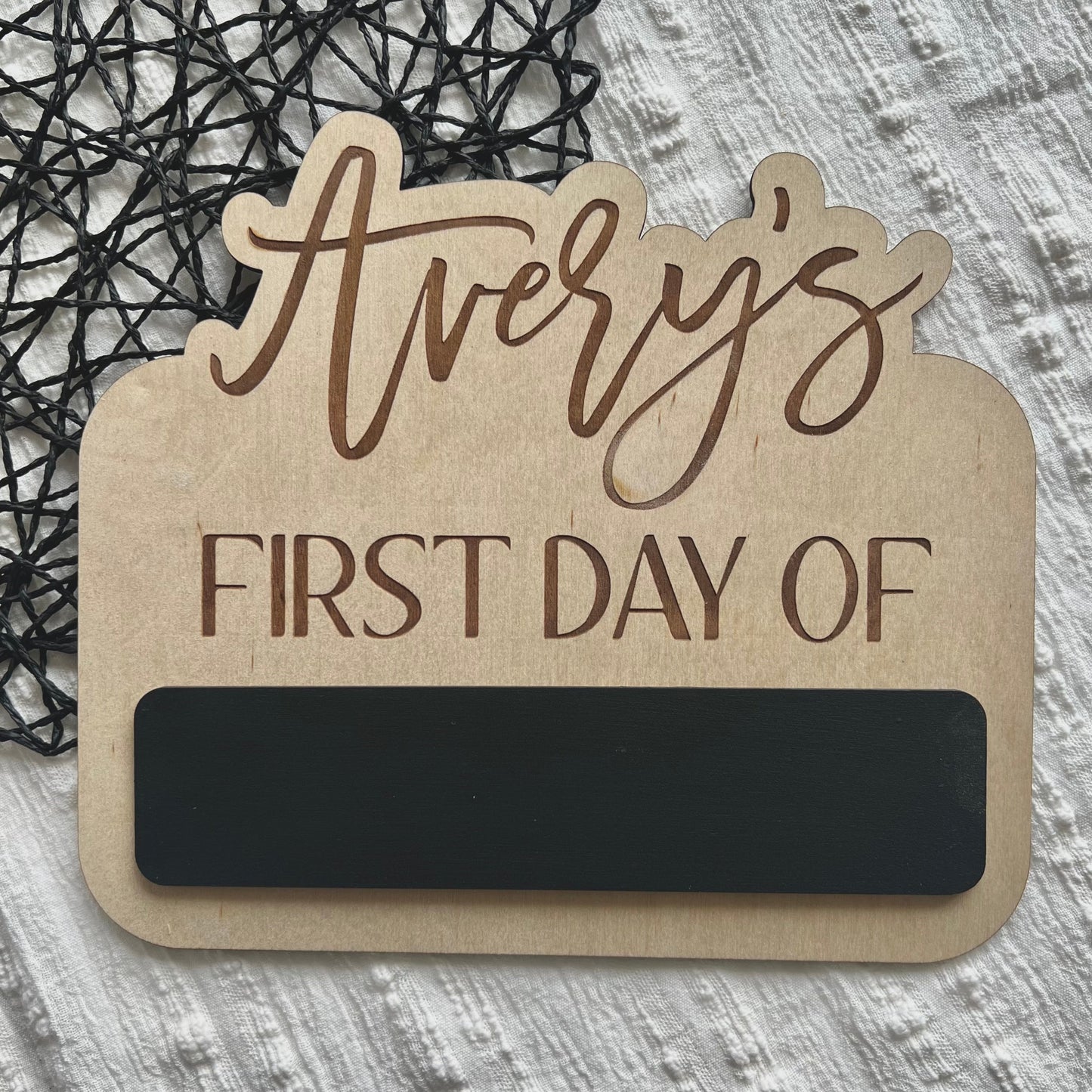 Laser Engraved Chalkboard 'Outlined Name' First Day of School Sign