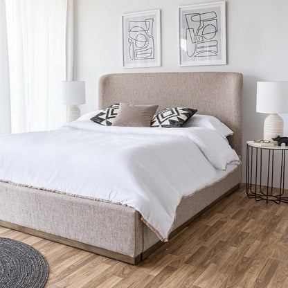 Faye Queen Bed With Curved Headboard - Perfect Taupe