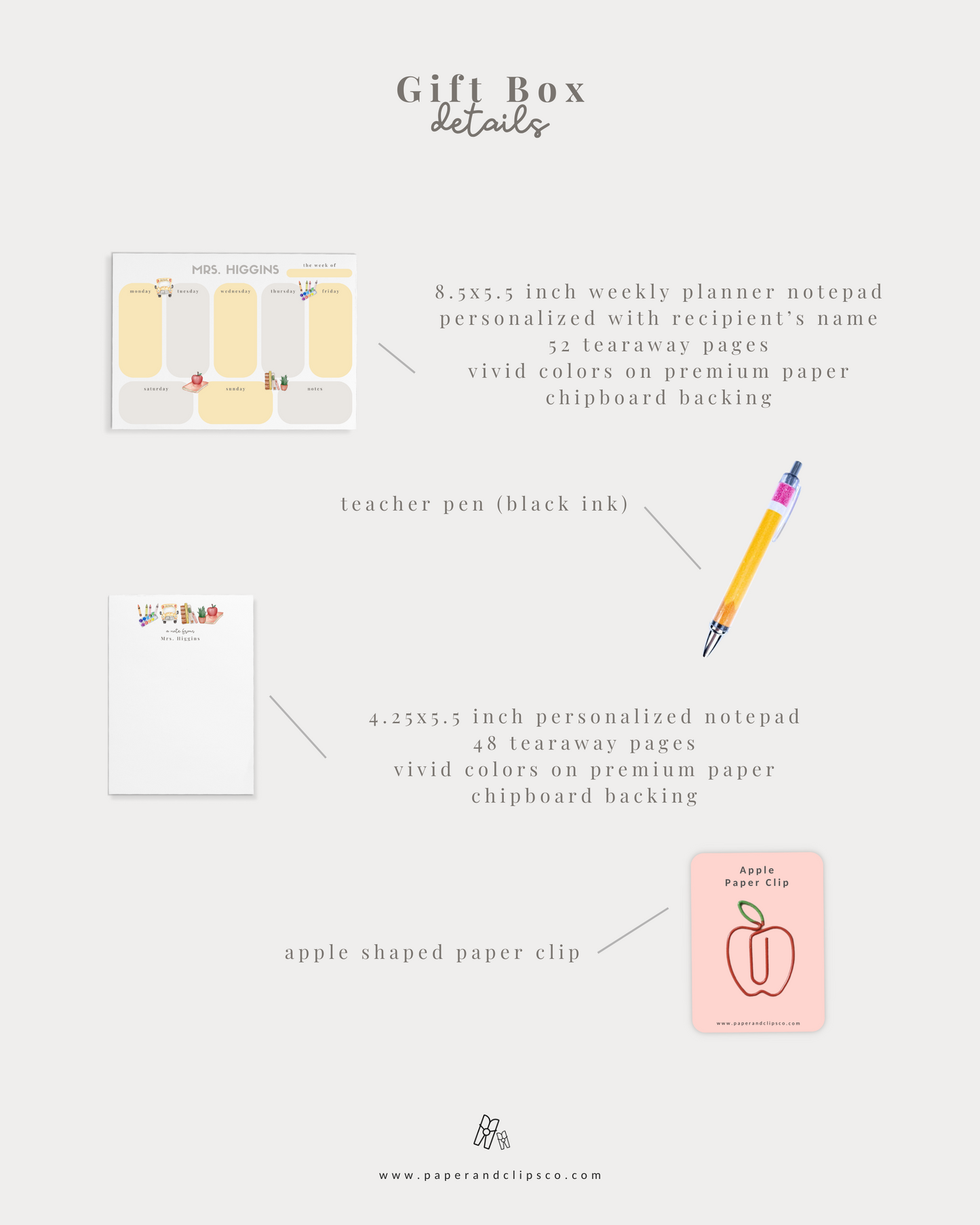 Teacher Stationery Set - (6 Color Schemes)