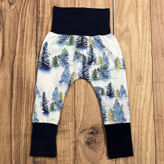 3-12 Month Moody Blue Green Trees Bunny Bottoms