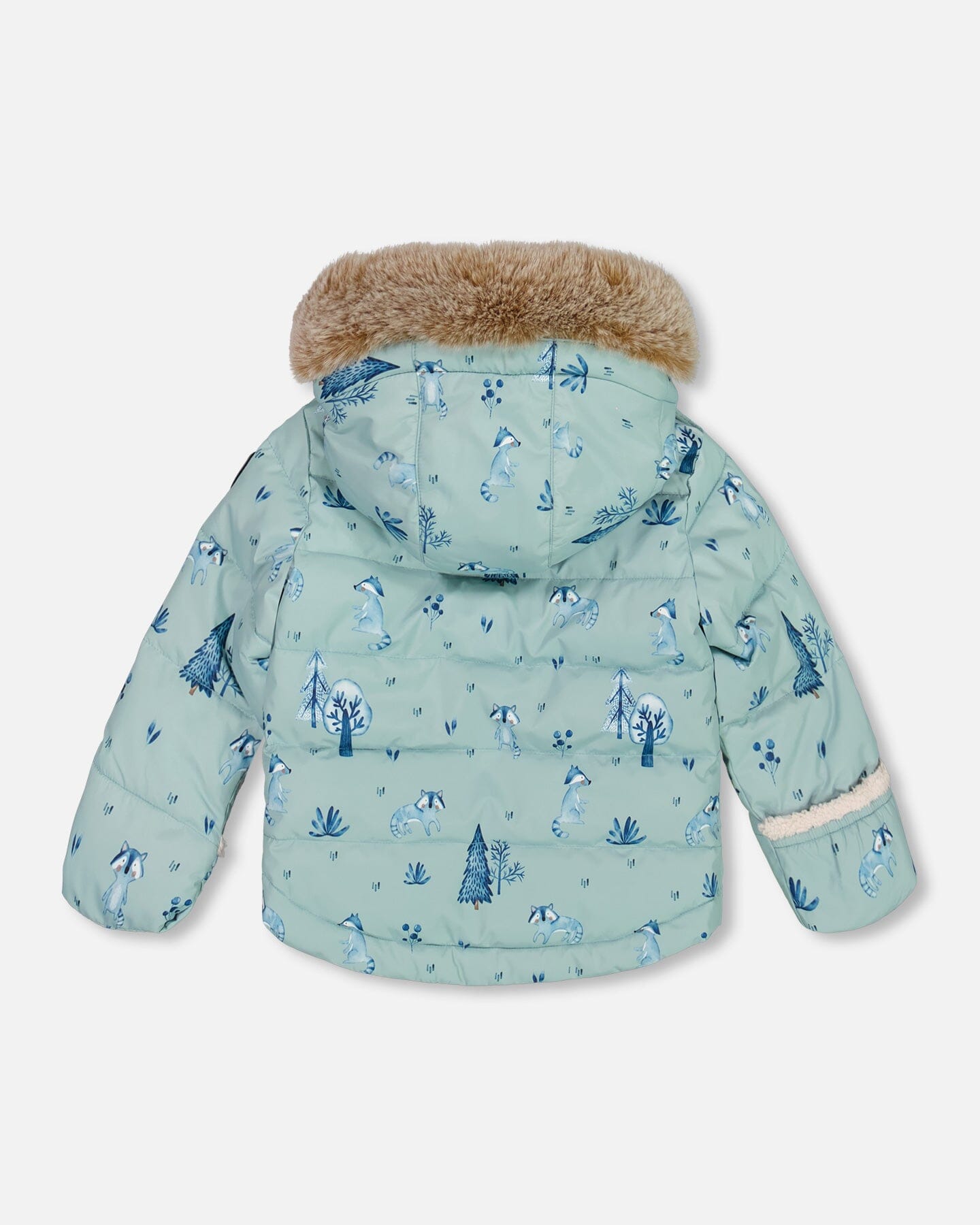 Two Piece Baby Snowsuit Sage Printed Racoons