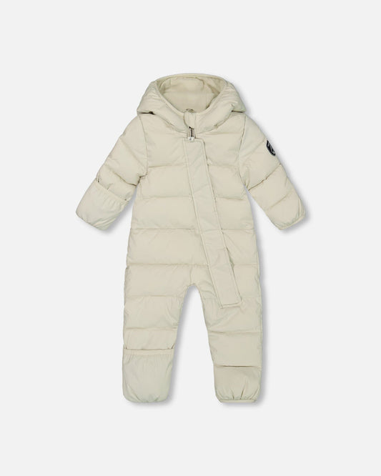 One-Piece Compressible Snowsuit White For Baby Designed For Car Seat