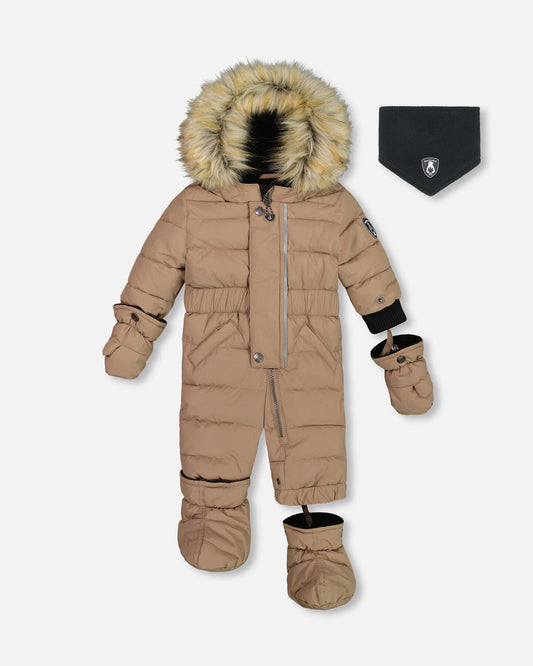 One Piece Baby Snowsuit Coffee