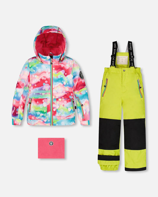 Two Piece Snowsuit Printed Bubbles And Lime