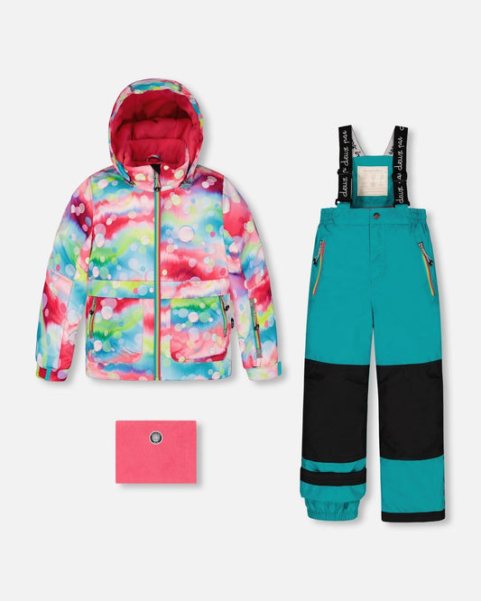 Two Piece Snowsuit Printed Bubbles And Turquoise